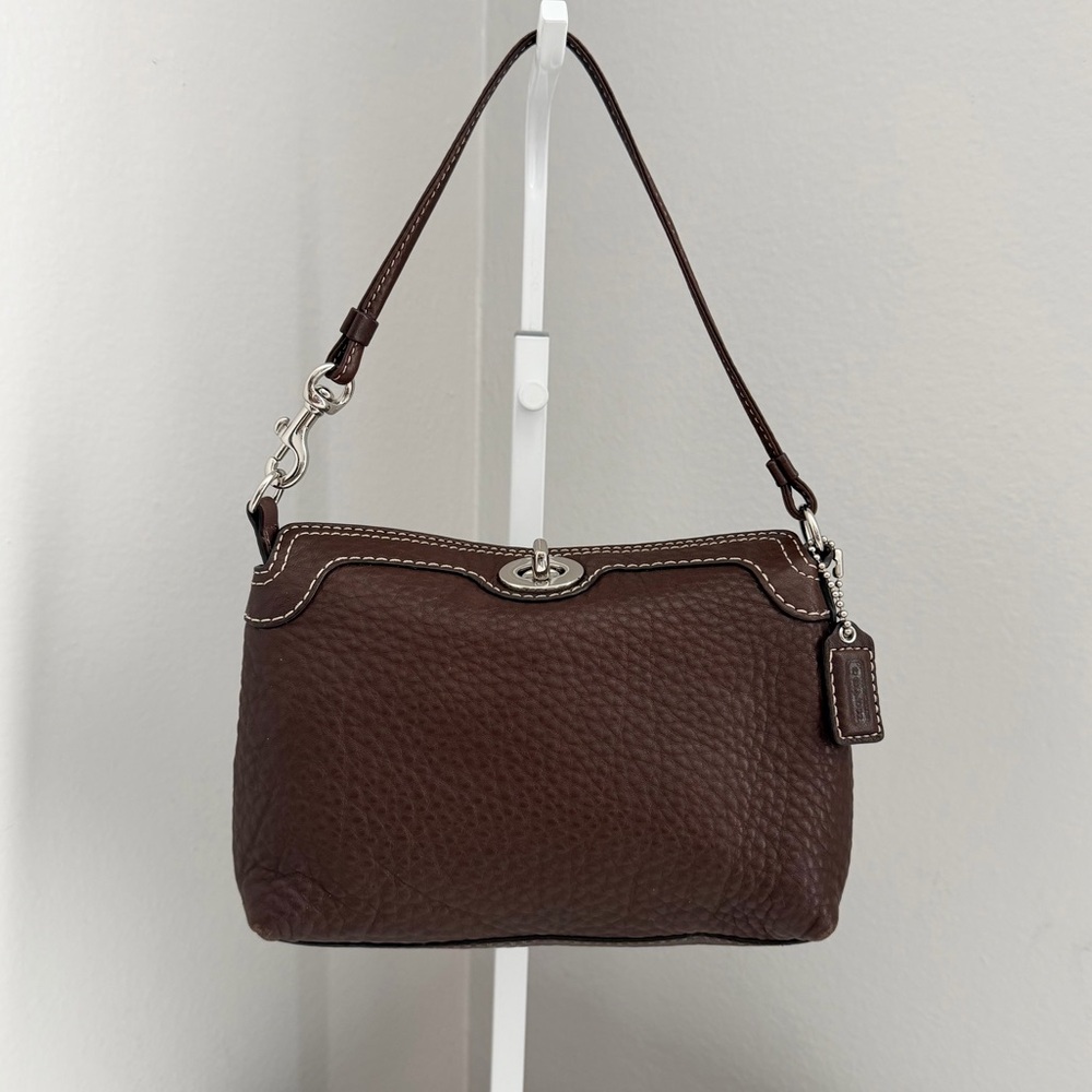 Vintage Coach Dark Brown Turn-Lock Mini Bag